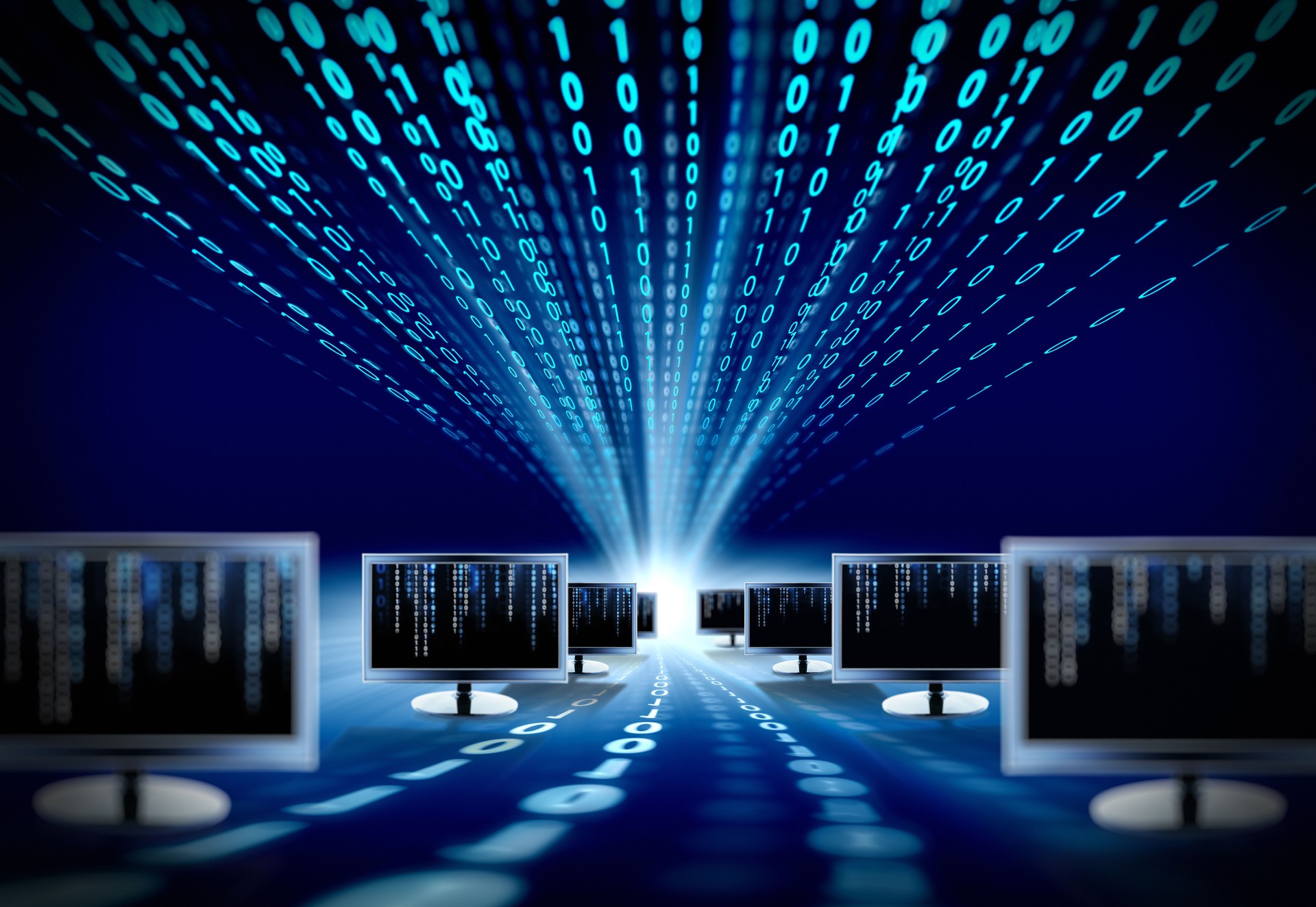 binary code and computer monitors